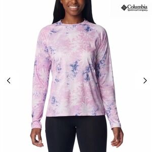 Columbia PFG Tidal Tee Long Sleeve UPF 50 S Pink Purple Omni-Shade Omni-Wick